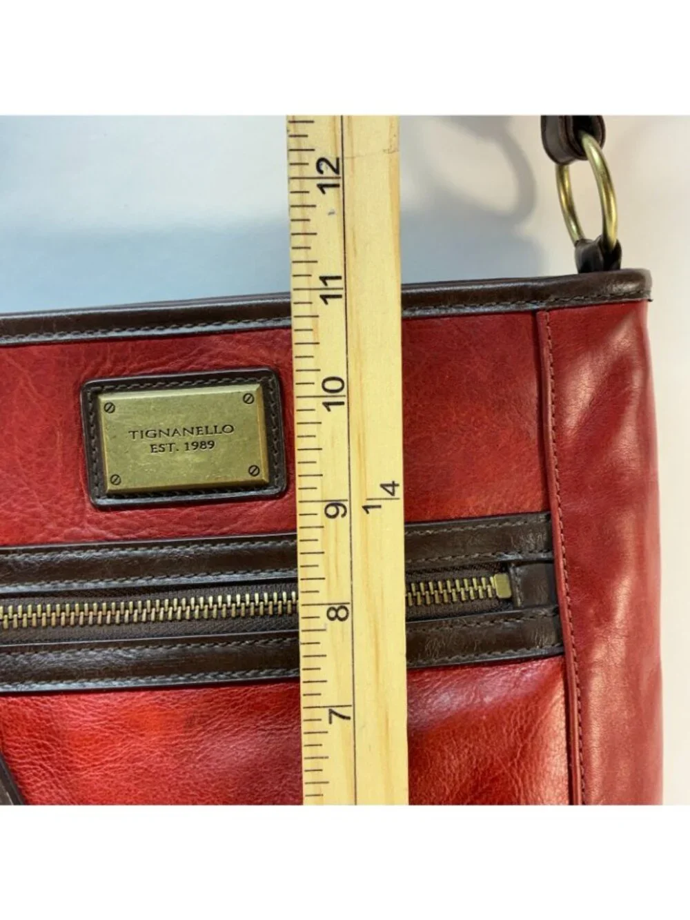 Vintage Tignanello Leather Red/Brown Crossbody Leather Handbag